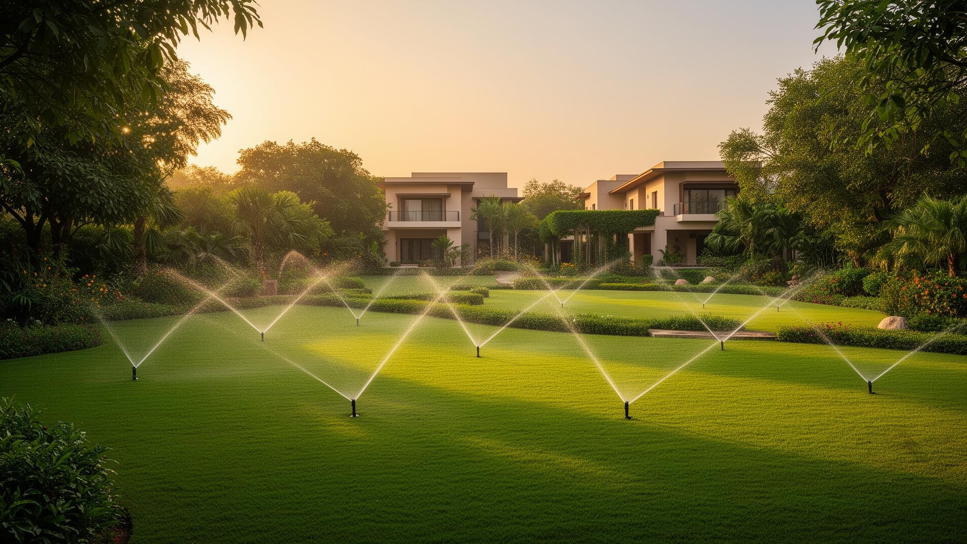 Automated sprinkler irrigation across a landscaped estate